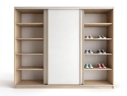 Armoire - Bois massif - 180 x 62 x 200 cm - Chêne clair-Beige - Style moderne avec portes coulissantes-Bamboogobase