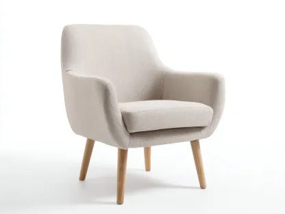 Fauteuil - tissu-bois - 78x76x85 cm - beige - style scandinave minimaliste-Bamboogobase