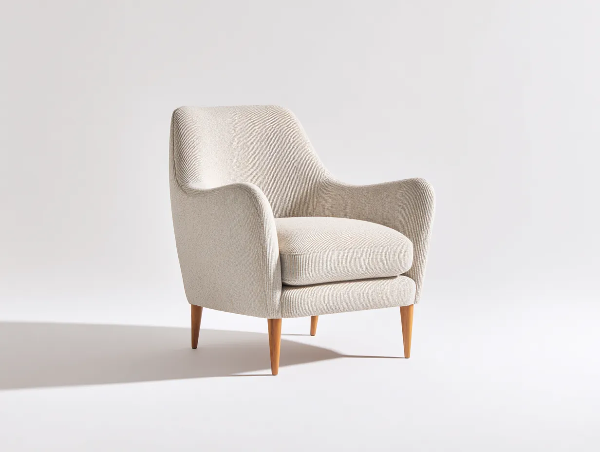 Fauteuil - tissu-bois - 86x82x90 cm - beige - style contemporain confortable-Bamboogobase