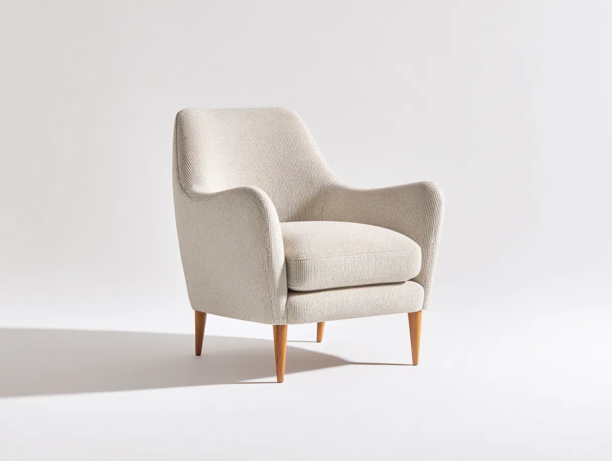 Fauteuil - tissu-bois - 86x82x90 cm - beige - style contemporain confortable-Bamboogobase