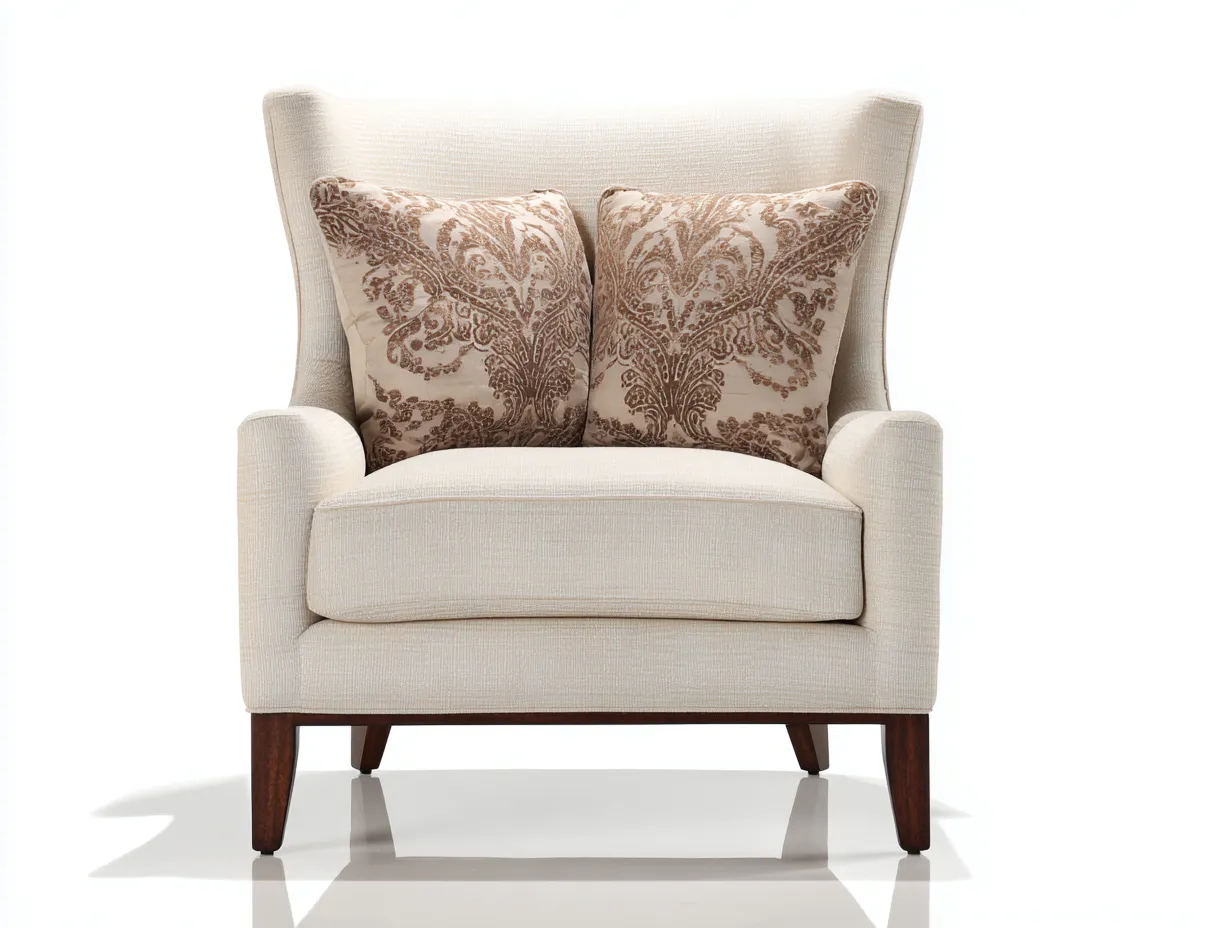 Fauteuil - tissu-bois - 92x88x96 cm - beige-marron - style classique élégant-Bamboogobase
