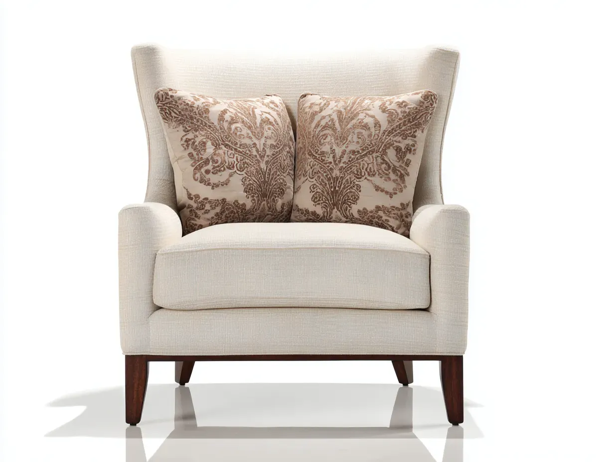 Fauteuil - tissu-bois - 92x88x96 cm - beige-marron - style classique élégant-Bamboogobase