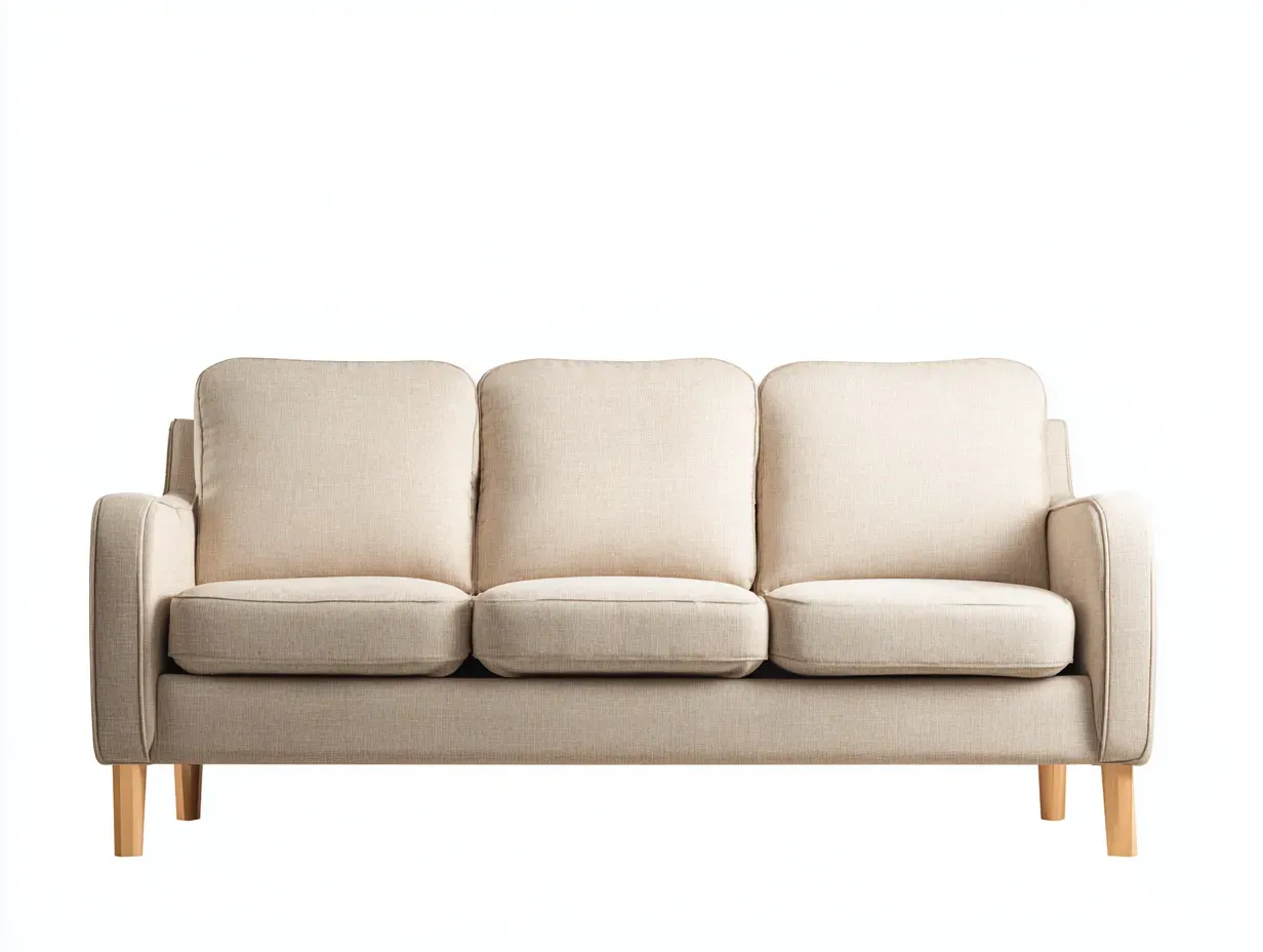 Canapé 3 places - Tissu-Bois-Mousse - 192 x 88 x 84 cm - Beige - Style moderne-Bamboogobase