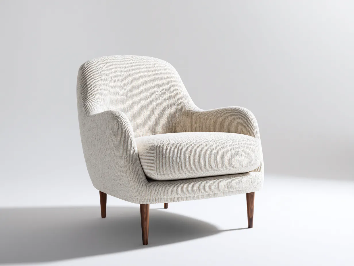 Fauteuil - tissu-bois - 84x80x86 cm - beige - style moderne épuré-Bamboogobase