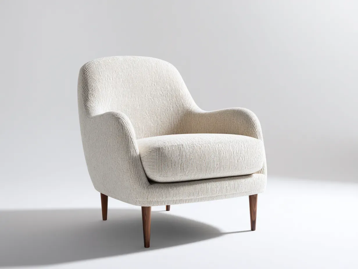 Fauteuil - tissu-bois - 84x80x86 cm - beige - style moderne épuré-Bamboogobase