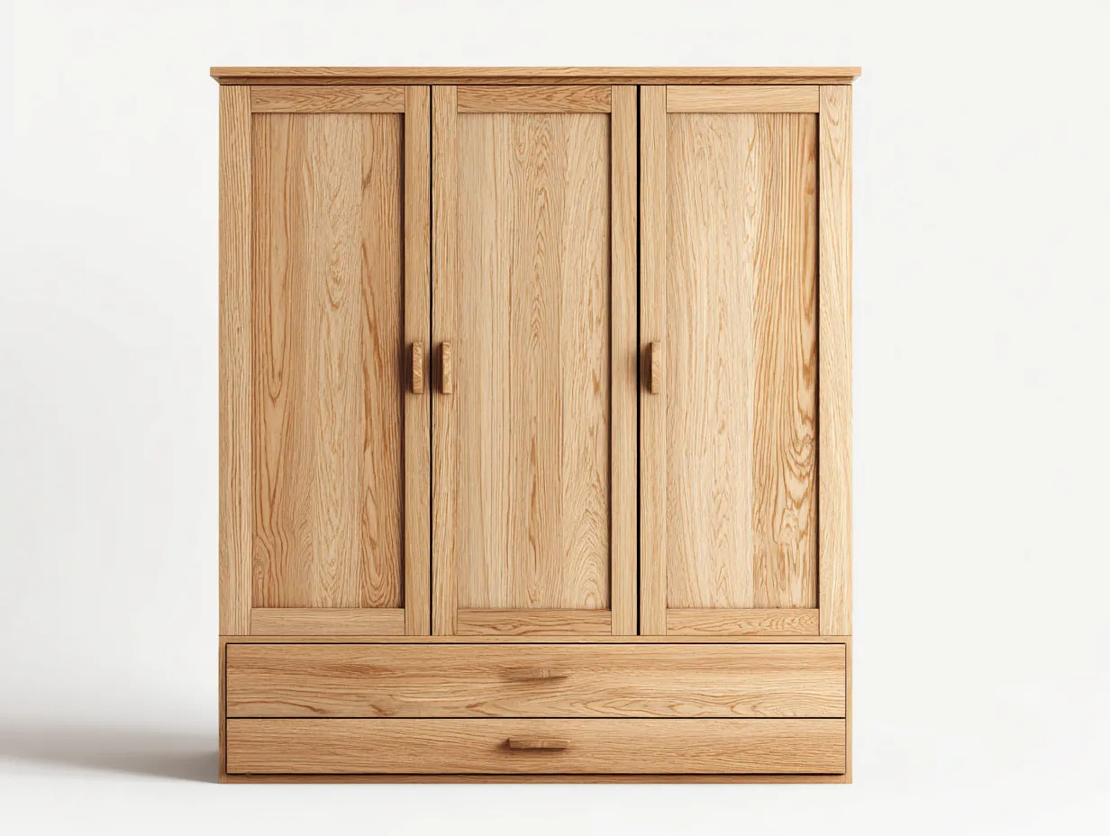 Armoire - Bois massif - 128 x 58 x 185 cm - Chêne clair - Style contemporain-Bamboogobase