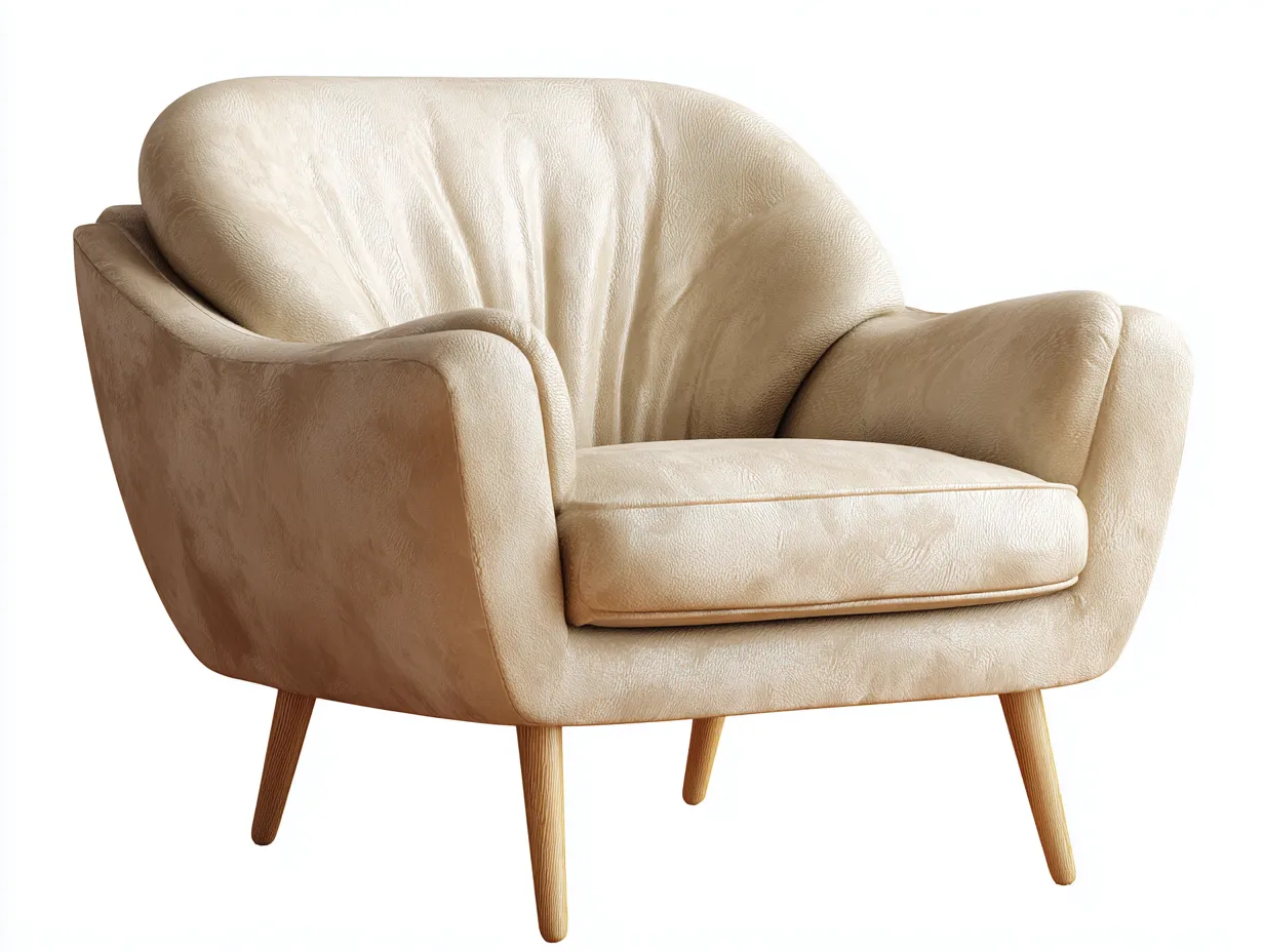 Fauteuil - cuir-synthétique-bois - 85x83x88 cm - beige - style moderne élégant-Bamboogobase