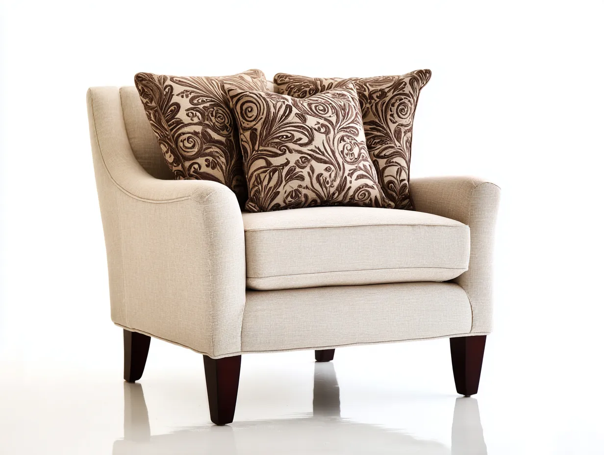 Fauteuil - tissu-bois - 90x86x88 cm - beige-marron - style classique confortable-Bamboogobase