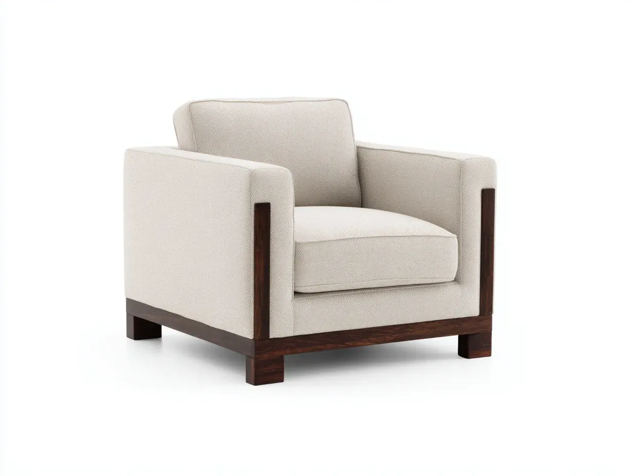 Fauteuil - tissu-bois - 88x85x84 cm - beige-marron - style moderne structuré-Bamboogobase