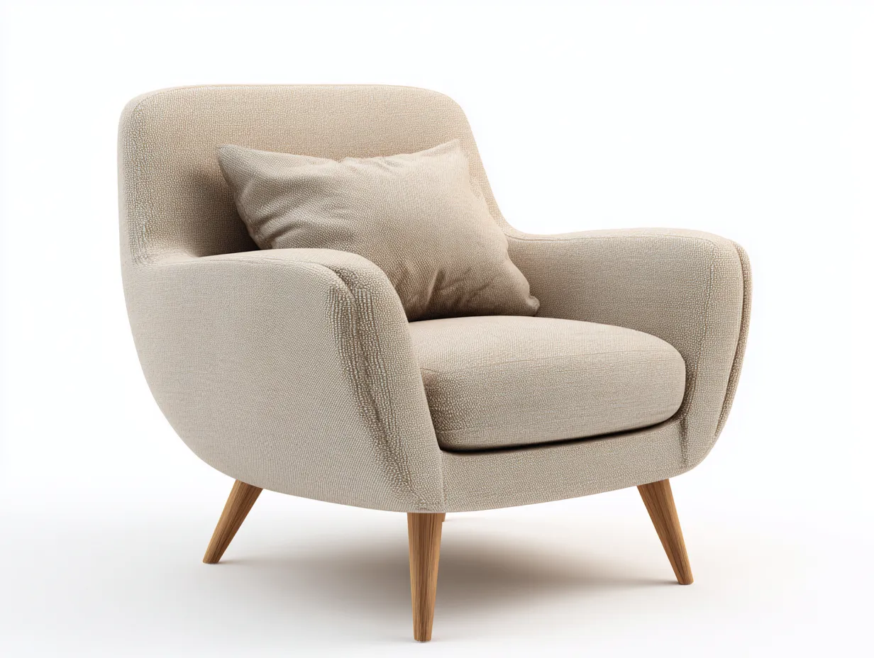 Fauteuil - tissu-bois - 83x81x86 cm - beige - style moderne confortable-Bamboogobase