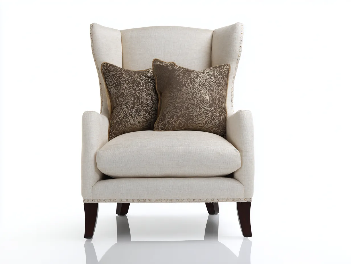 Fauteuil - tissu-bois - 94x90x102 cm - beige-marron - style classique raffiné-Bamboogobase