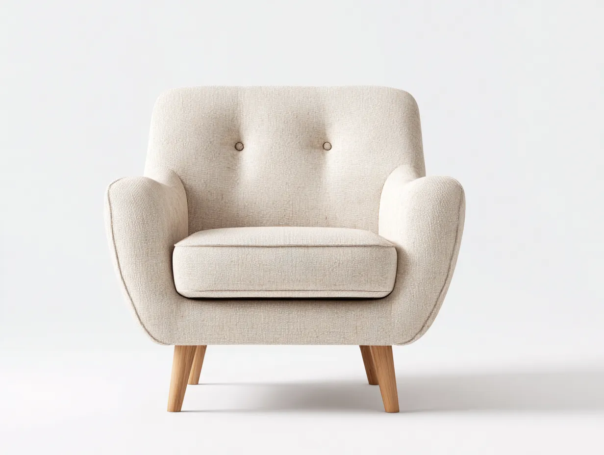 Fauteuil - tissu-bois - 88x84x87 cm - beige - style scandinave épuré-Bamboogobase