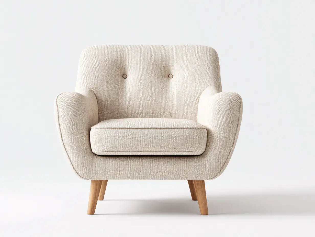 Fauteuil - tissu-bois - 88x84x87 cm - beige - style scandinave épuré-Bamboogobase