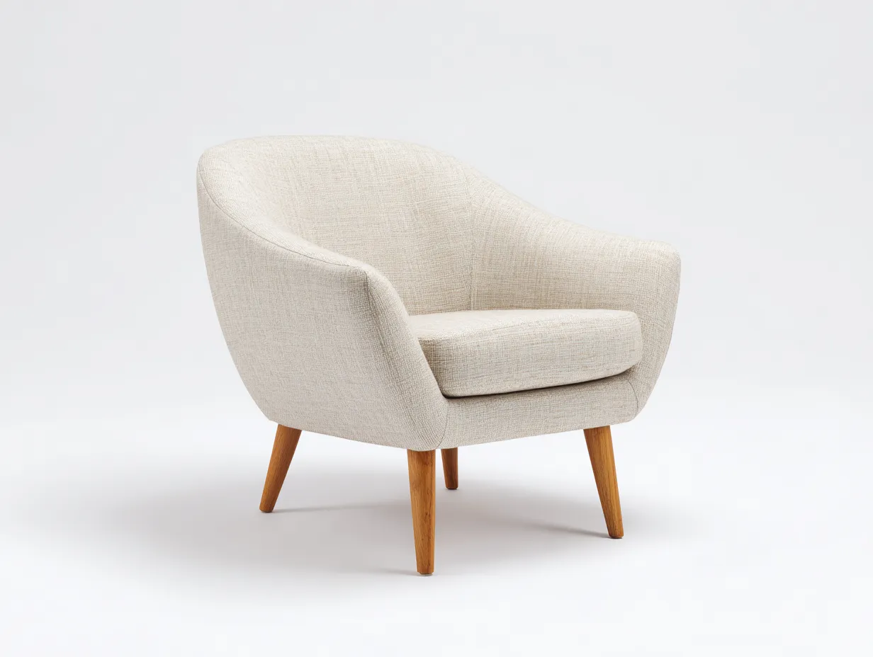 Fauteuil - tissu-bois - 84x80x82 cm - beige - style moderne arrondi-Bamboogobase