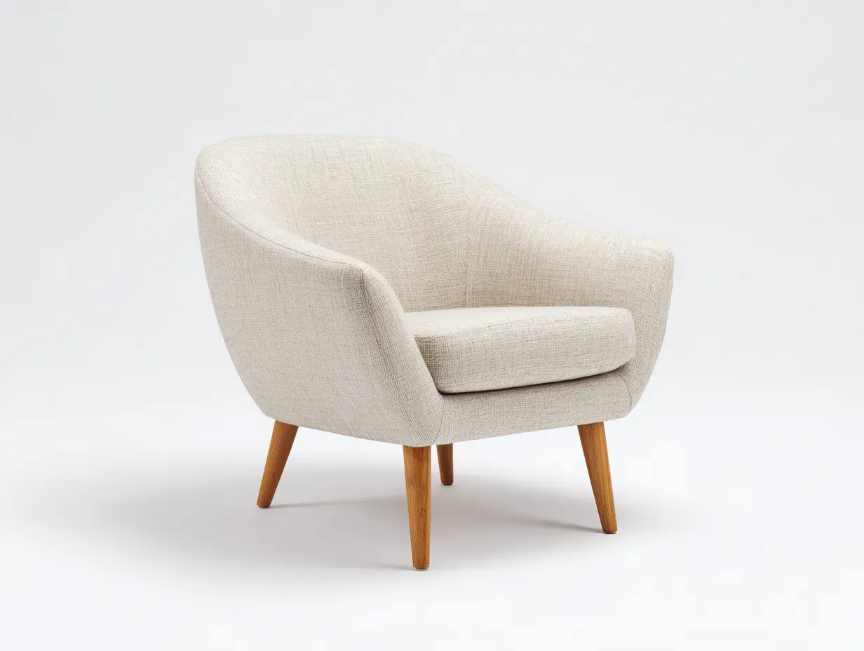 Fauteuil - tissu-bois - 84x80x82 cm - beige - style moderne arrondi-Bamboogobase