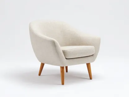 Fauteuil - tissu-bois - 84x80x82 cm - beige - style moderne arrondi-Bamboogobase