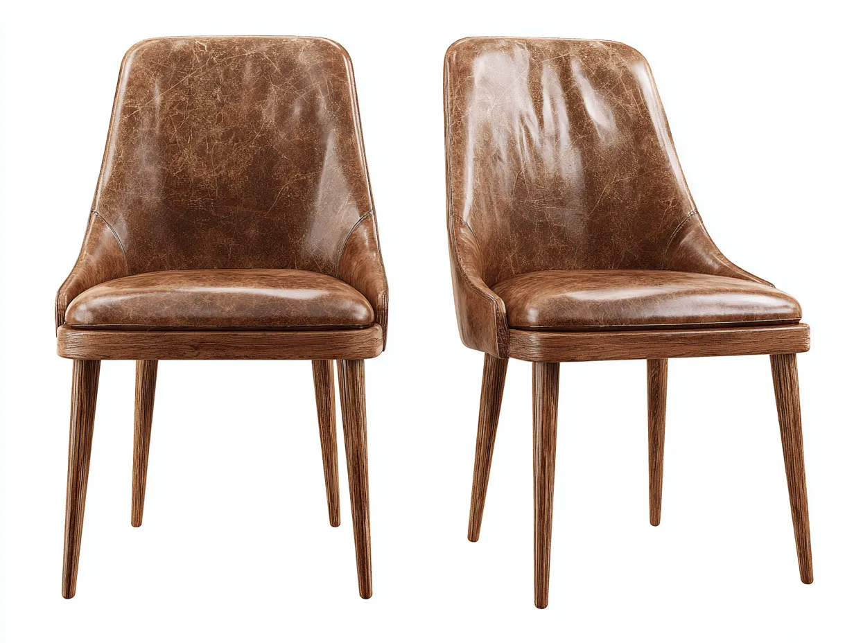 Chaise de salle à manger-Similicuir-Bois-48 x 56 x 84 cm-Marron vieilli-Style vintage-Craftmyio