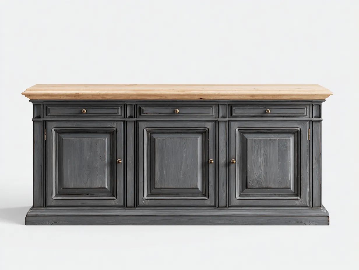 Buffet-bois-MDF-182x50x90 cm-gris foncé-style naturel-style classique-Craftmyio