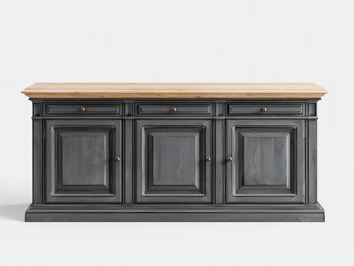 Buffet-bois-MDF-182x50x90 cm-gris foncé-style naturel-style classique-Craftmyio
