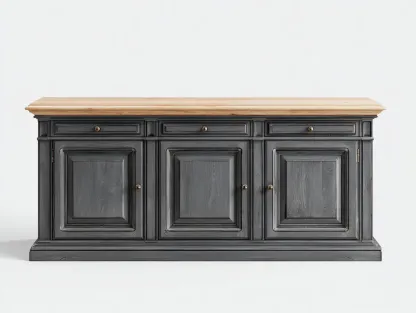 Buffet-bois-MDF-182x50x90 cm-gris foncé-style naturel-style classique-Craftmyio