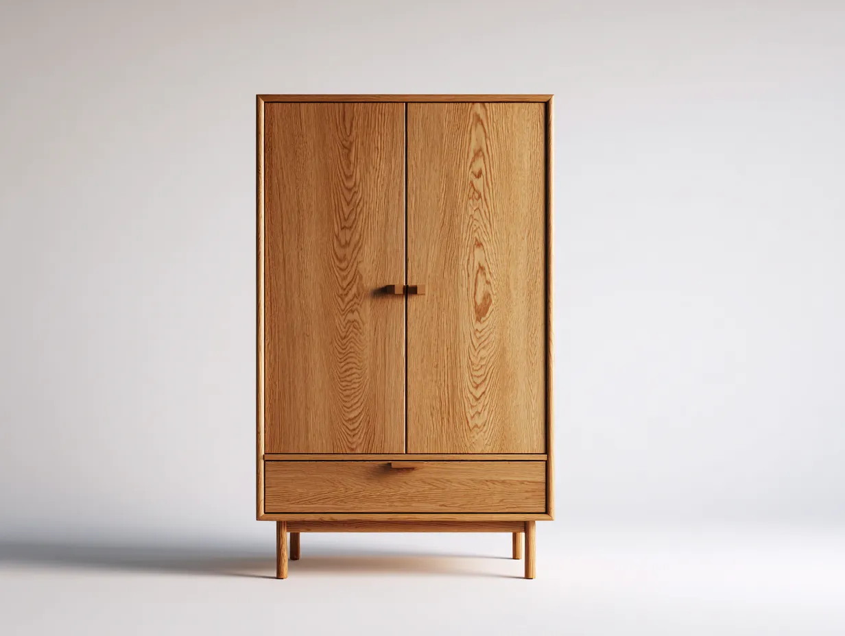 Armoire - bois massif - 98x50x176 cm - marron - style minimaliste-Craftmyio
