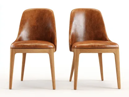 Chaise de salle à manger-Similicuir-Bois-45 x 51 x 81 cm-Marron-Style minimaliste-Craftmyio