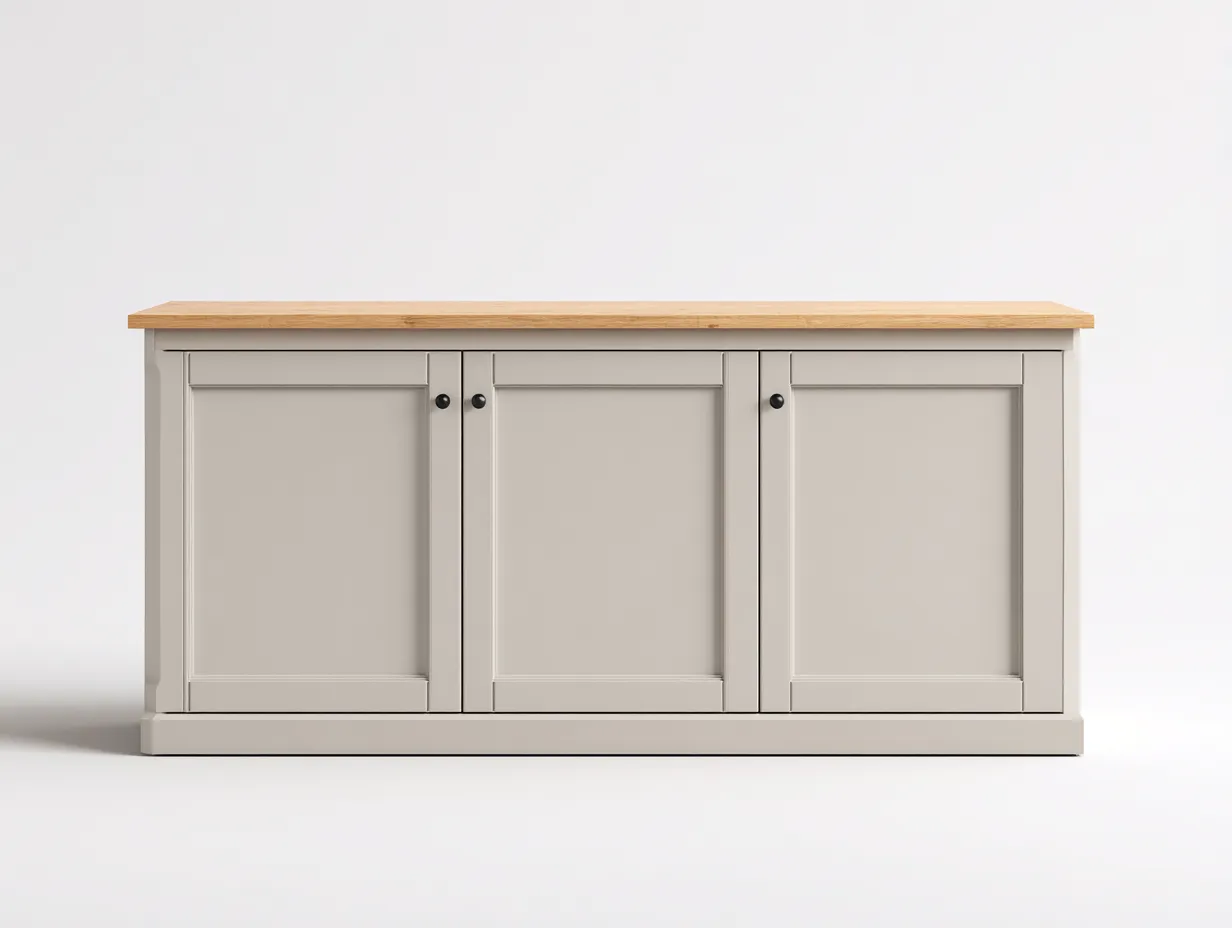 Buffet-bois-MDF-176x46x88 cm-beige-style naturel-style classique-Craftmyio