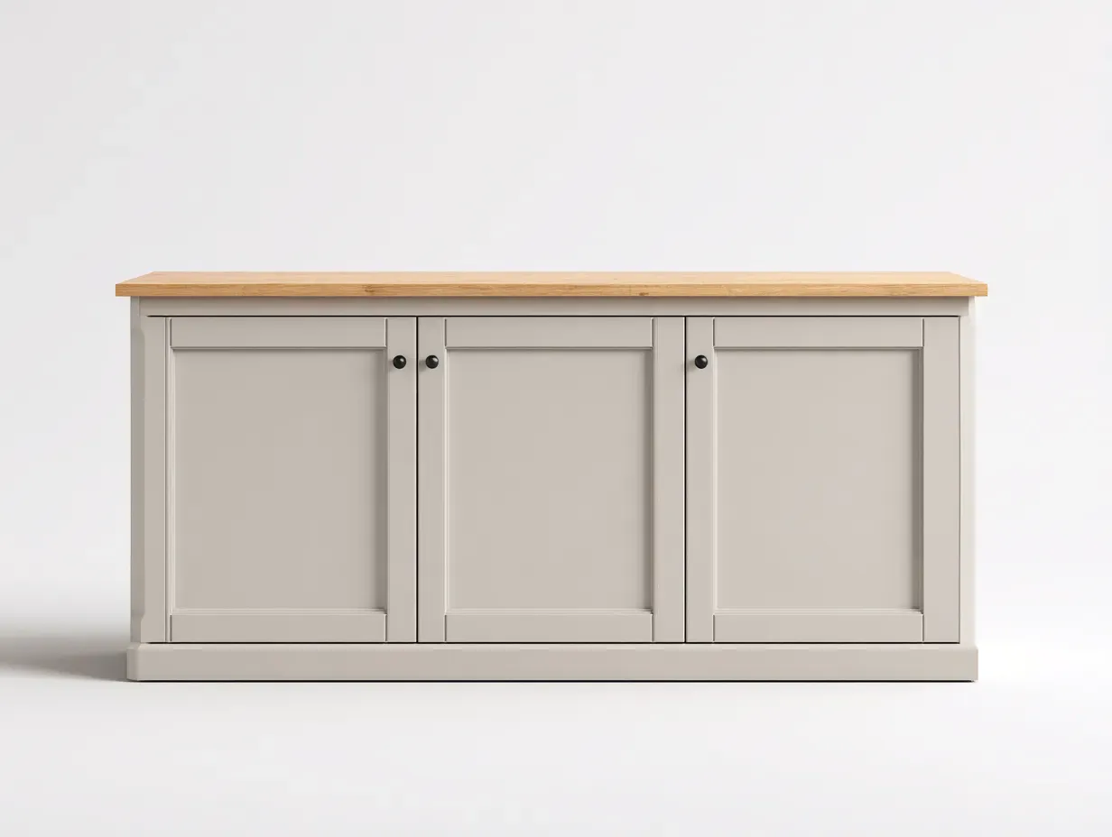 Buffet-bois-MDF-176x46x88 cm-beige-style naturel-style classique-Craftmyio