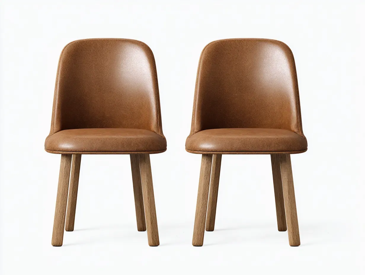 Chaise de salle à manger-Similicuir-Bois-44 x 52 x 82 cm-Marron clair-Style scandinave-Craftmyio