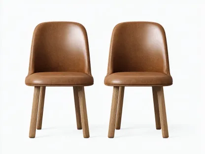 Chaise de salle à manger-Similicuir-Bois-44 x 52 x 82 cm-Marron clair-Style scandinave-Craftmyio