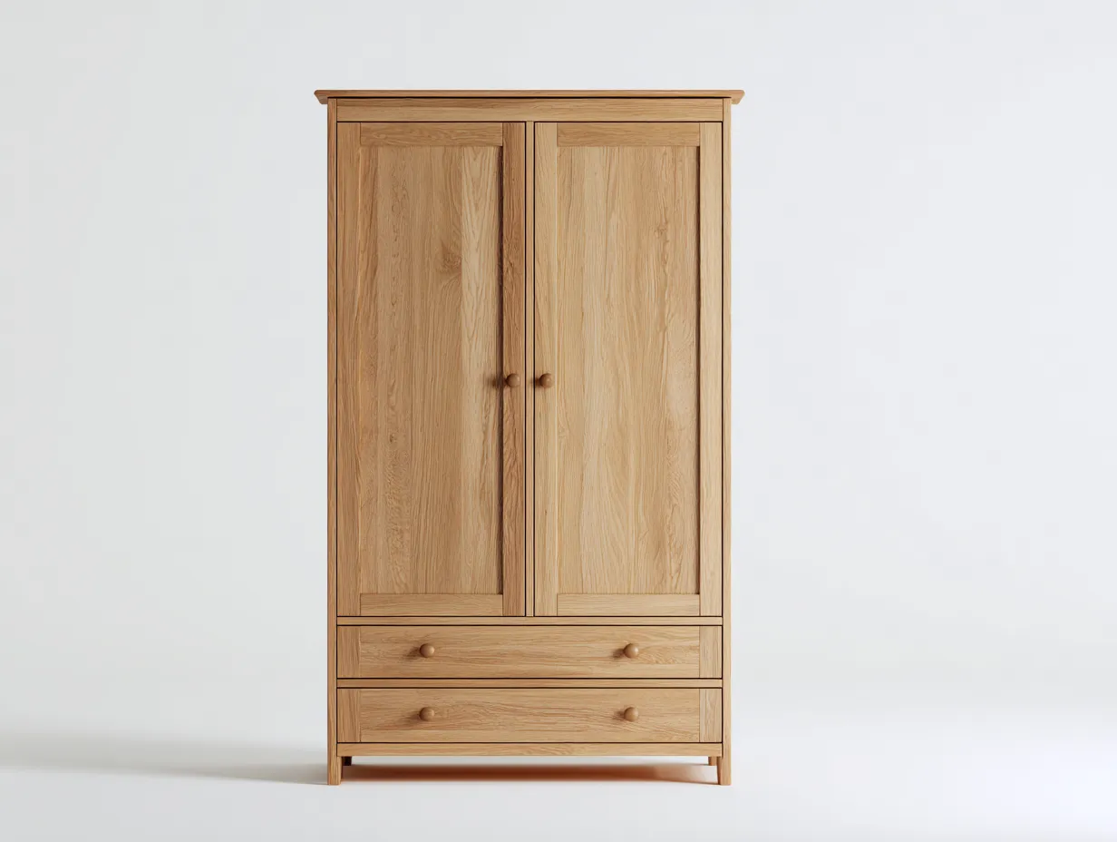 Armoire-Bois massif-105 x 56 x 180 cm-Bois naturel-Style classique-Craftmyio