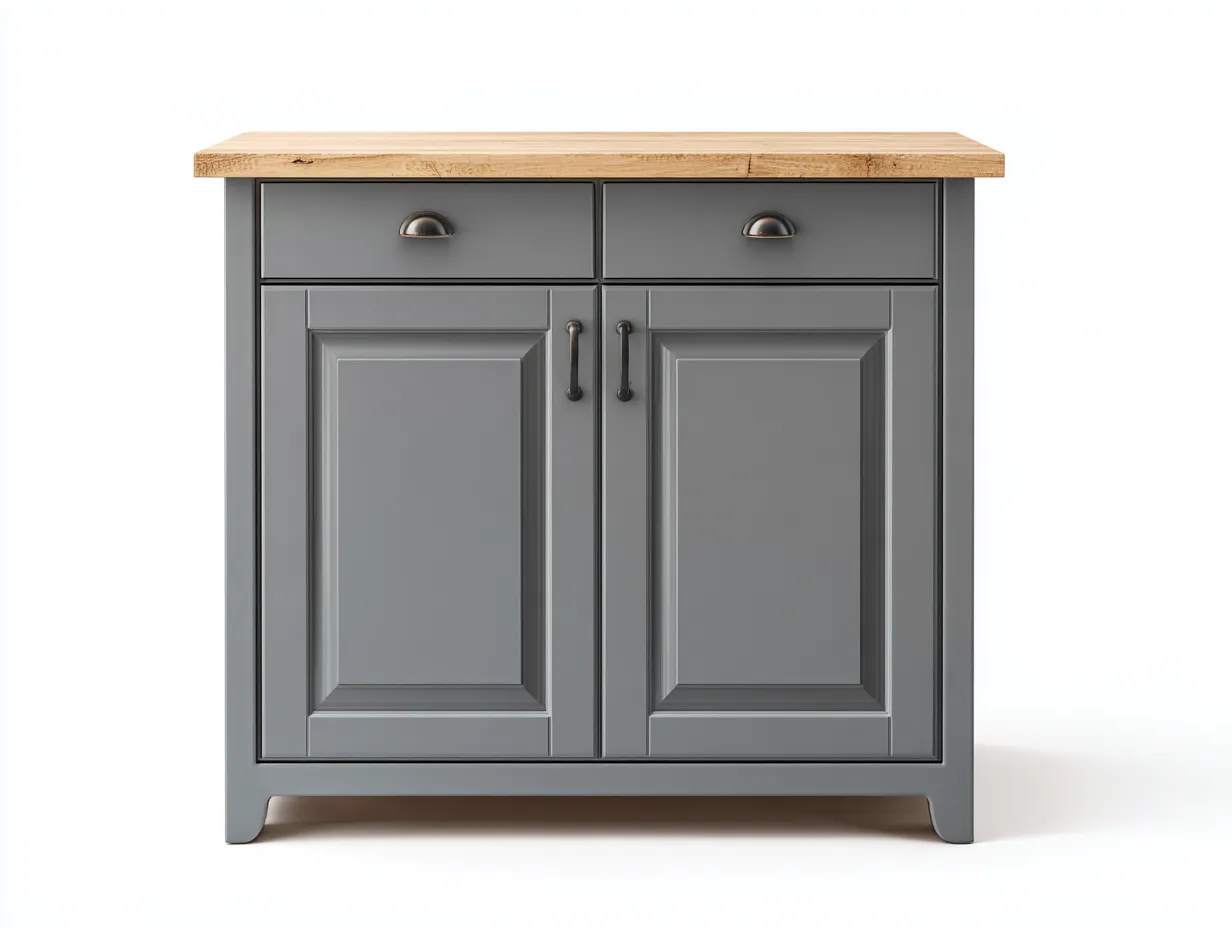 Buffet-bois-MDF-métal-118x44x86 cm-gris-style naturel-style classique-Craftmyio