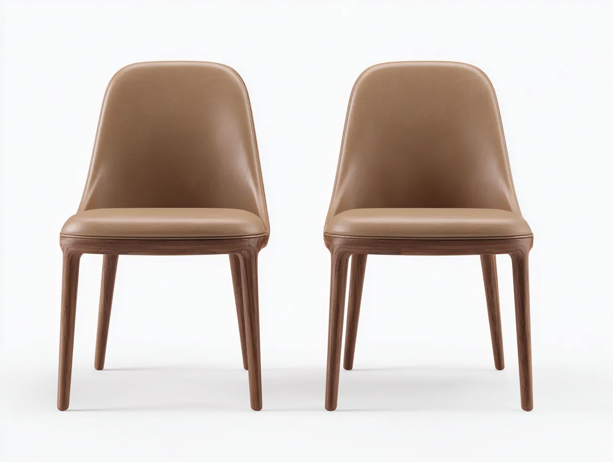 Chaise de salle à manger-Similicuir-Bois-45 x 50 x 80 cm-Beige-Style moderne-Craftmyio
