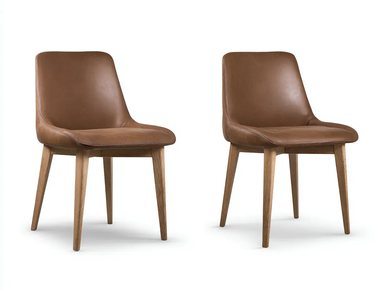 Chaise de salle à manger-Similicuir-Bois-46 x 53 x 83 cm-Marron-Style contemporain-Craftmyio