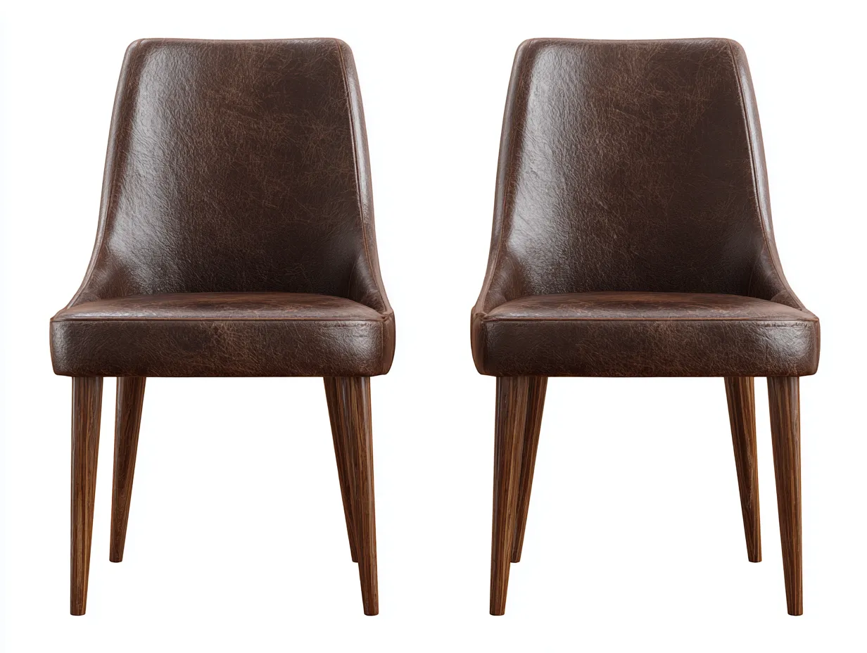 Chaise de salle à manger-Similicuir-Bois-46 x 52 x 84 cm-Marron foncé-Style moderne-Craftmyio
