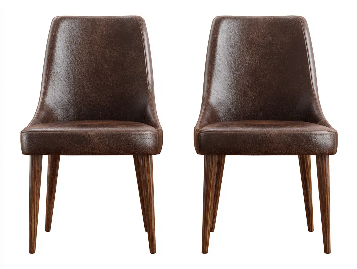 Chaise de salle à manger-Similicuir-Bois-46 x 52 x 84 cm-Marron foncé-Style moderne-Craftmyio