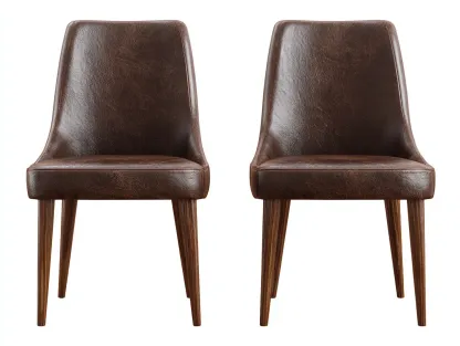 Chaise de salle à manger-Similicuir-Bois-46 x 52 x 84 cm-Marron foncé-Style moderne-Craftmyio