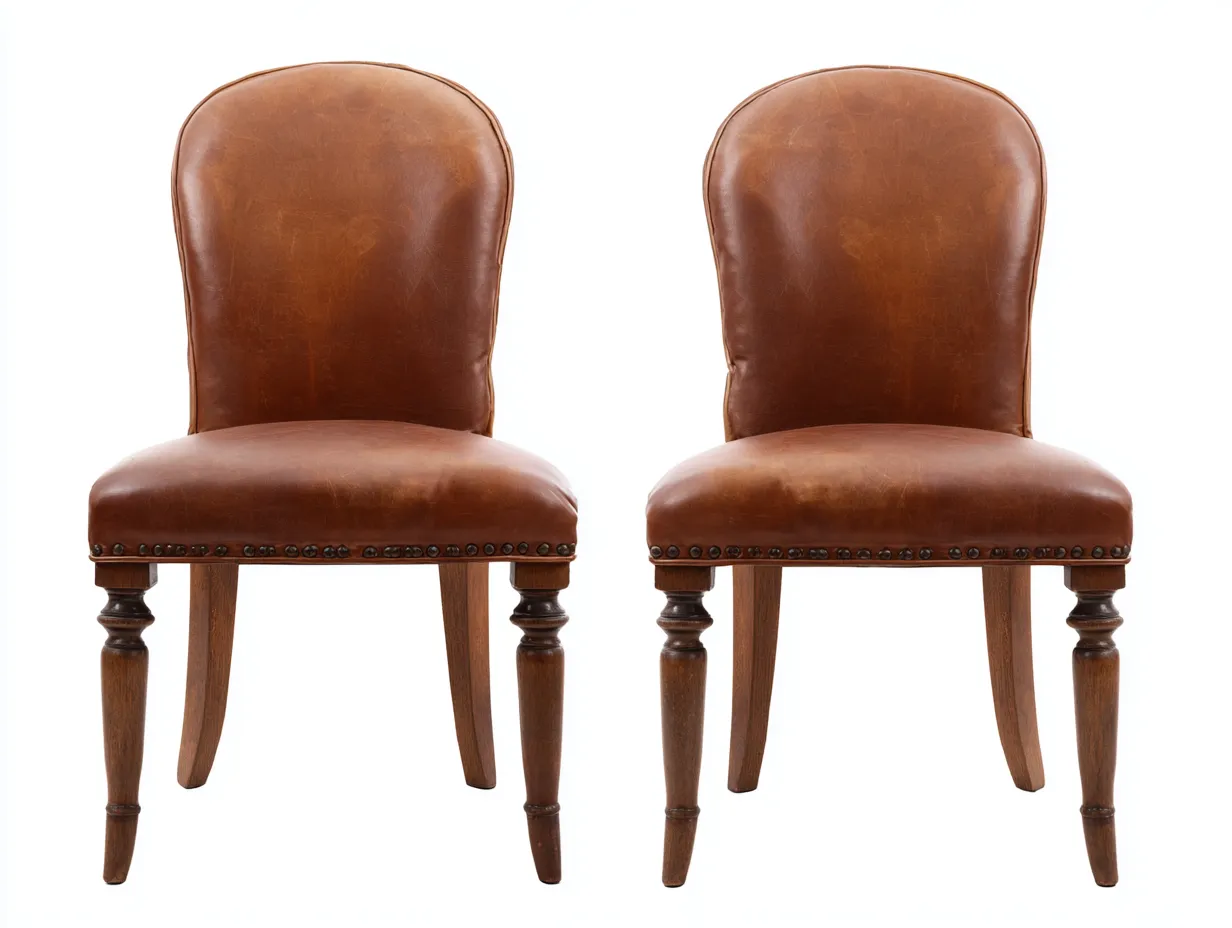 Chaise de salle à manger-Similicuir-Bois-47 x 54 x 88 cm-Marron-Style classique-Craftmyio
