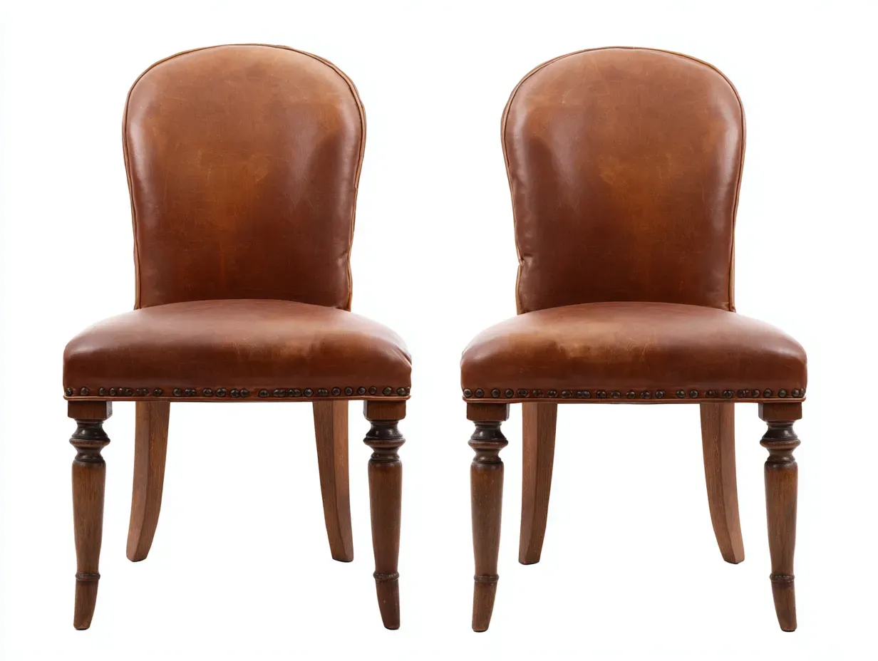 Chaise de salle à manger-Similicuir-Bois-47 x 54 x 88 cm-Marron-Style classique-Craftmyio