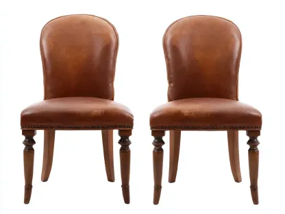 Chaise de salle à manger-Similicuir-Bois-47 x 54 x 88 cm-Marron-Style classique-Craftmyio