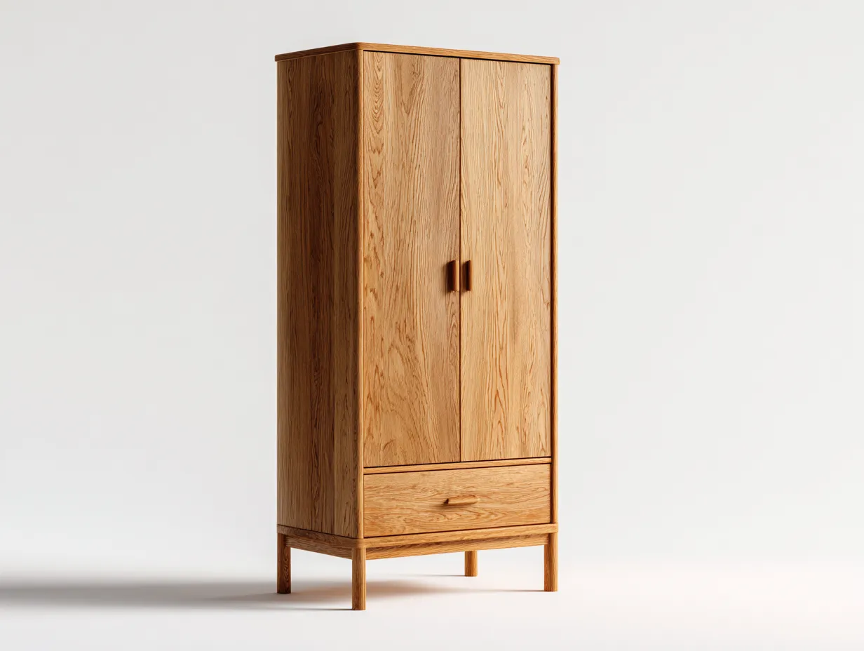 Armoire - bois massif - 96x54x198 cm - marron - style scandinave-Craftmyio