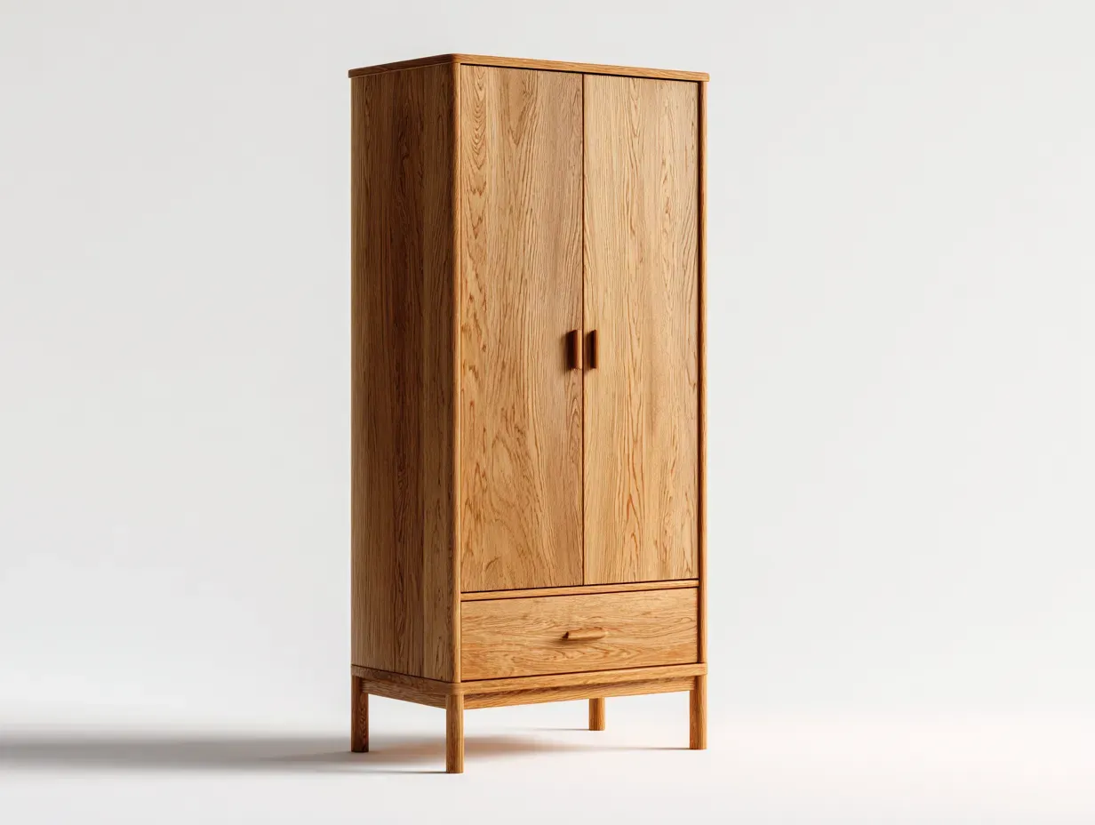 Armoire - bois massif - 96x54x198 cm - marron - style scandinave-Craftmyio