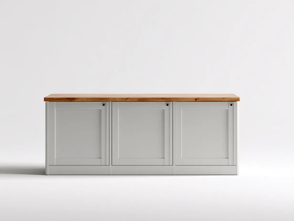 Buffet-bois-MDF-178x47x88 cm-gris clair-style naturel-style scandinave-Craftmyio