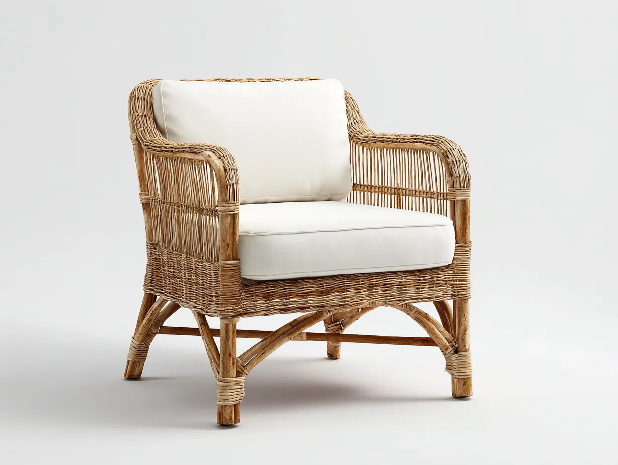 Fauteuil en rotin naturel 74x70x86 cm - naturel - design bohème pour extérieur-Pinemynest
