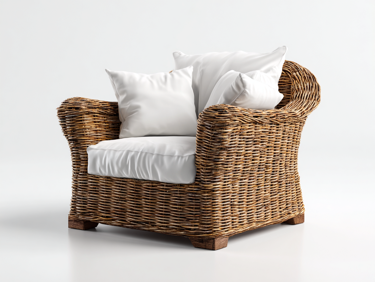 Fauteuil en rotin brun naturel 86x80x84 cm - brun naturel - design bohème pour extérieur-Pinemynest