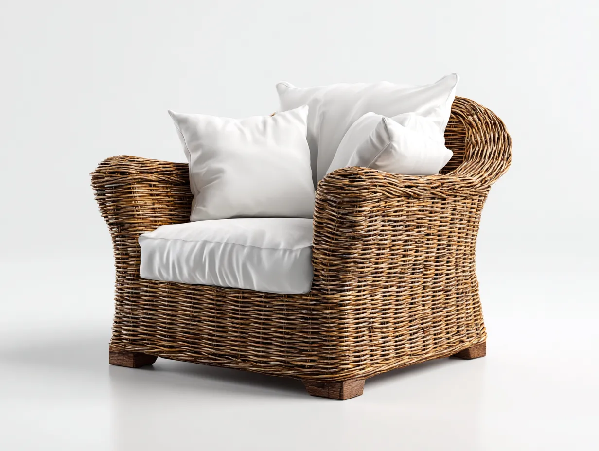 Fauteuil en rotin brun naturel 86x80x84 cm - brun naturel - design bohème pour extérieur-Pinemynest