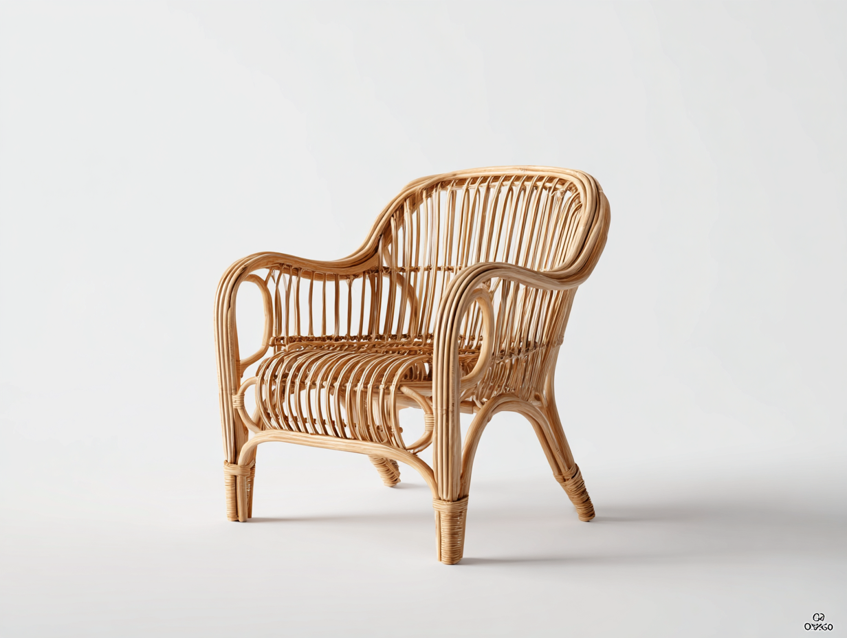 Fauteuil en rotin naturel 66x64x82 cm - beige clair - design vintage pour extérieur-Pinemynest