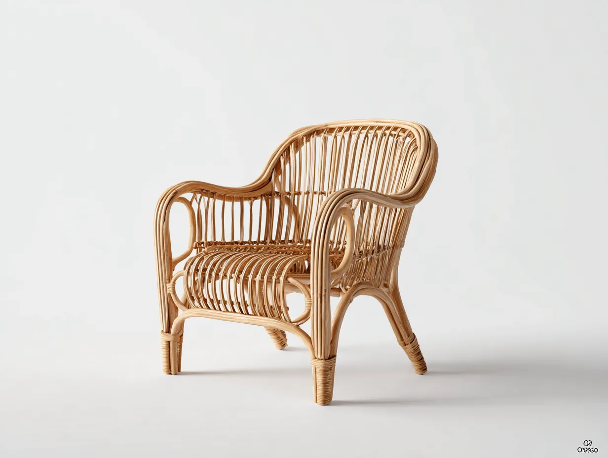 Fauteuil en rotin naturel 66x64x82 cm - beige clair - design vintage pour extérieur-Pinemynest