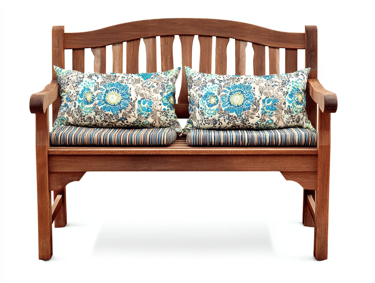 Banc de jardin en bois massif avec coussins 138x62x92 cm - Marron-Bleu - Design classique - Adapté à l'extérieur-Pinemynest