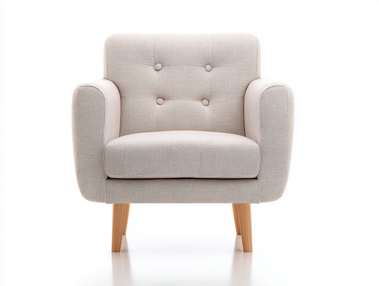 Fauteuil en tissu rembourré 76x74x84 cm - beige clair - design moderne pour salon-Pinemynest